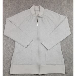 Adidas Jacket Womens Large Gray Full Zip Athletic Lightweight Sweatshirt Pockets